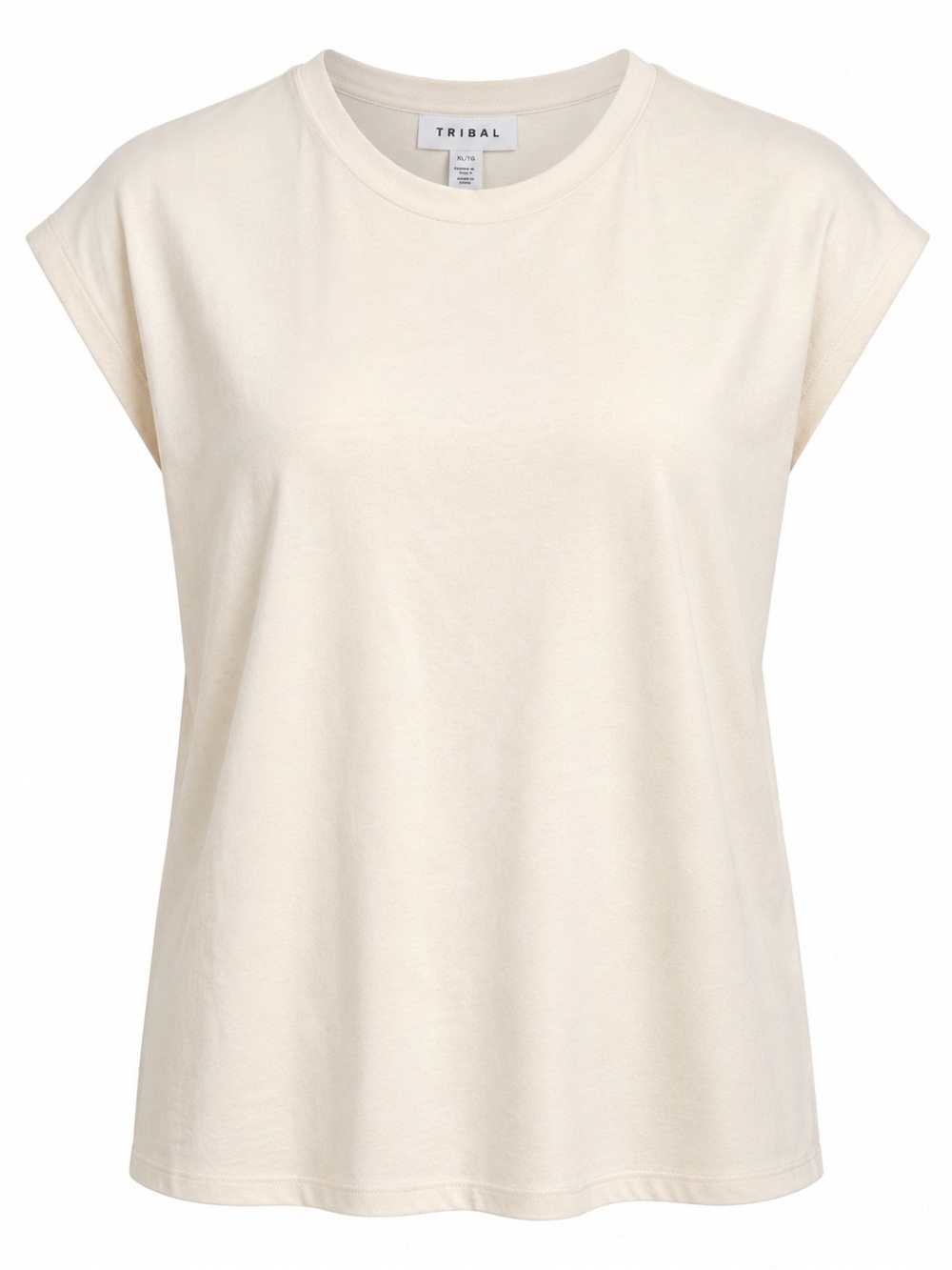 Tribal Buttercream Cap Sleeve Crew Neck Tee XL Extra Large